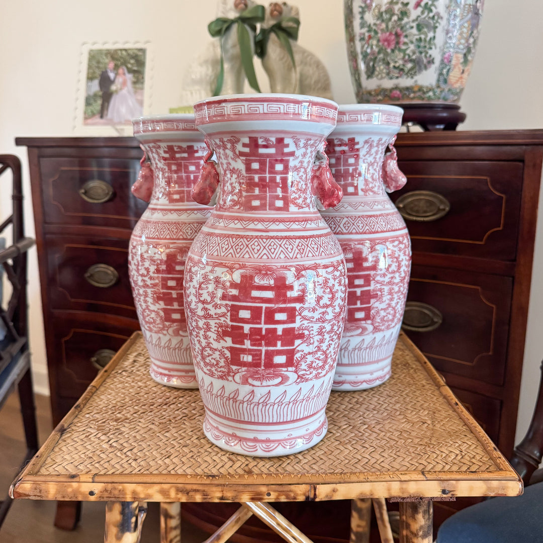 Small Red and White Double Happiness Vase