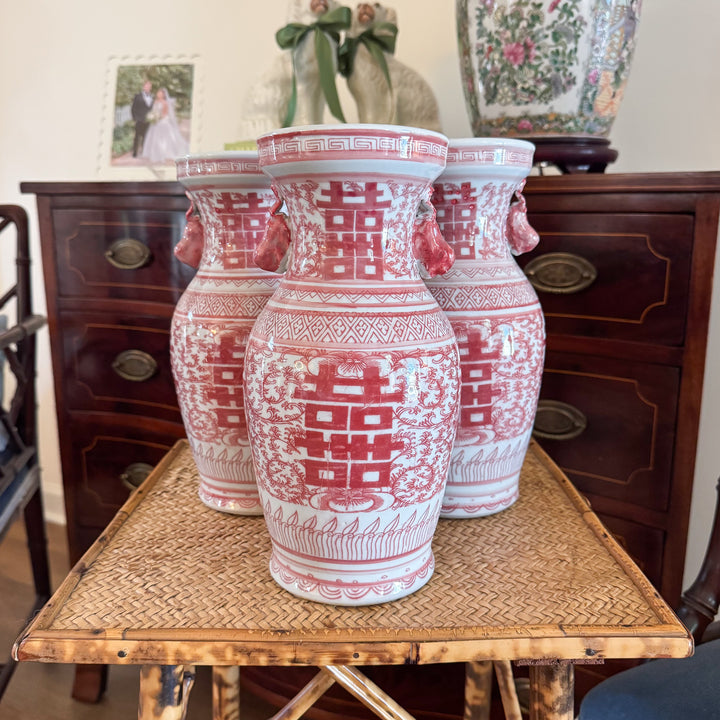 Small Red and White Double Happiness Vase