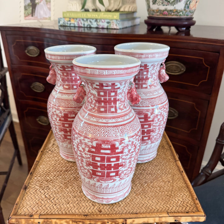 Small Red and White Double Happiness Vase