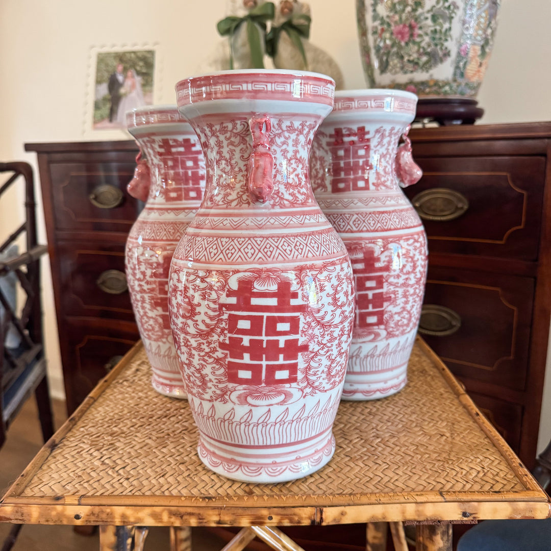 Small Red and White Double Happiness Vase