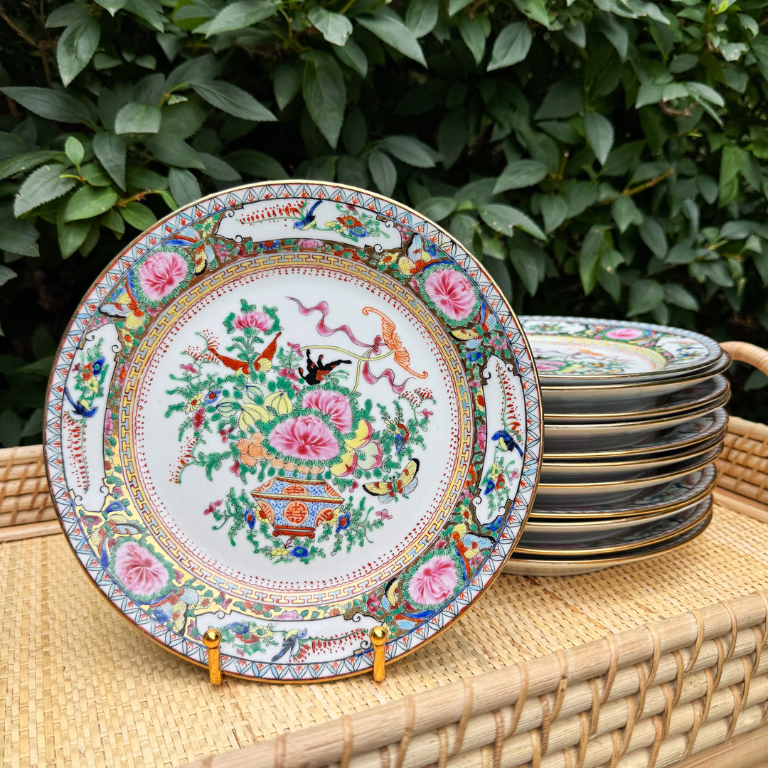 Vintage Famille Rose Luncheon Plates