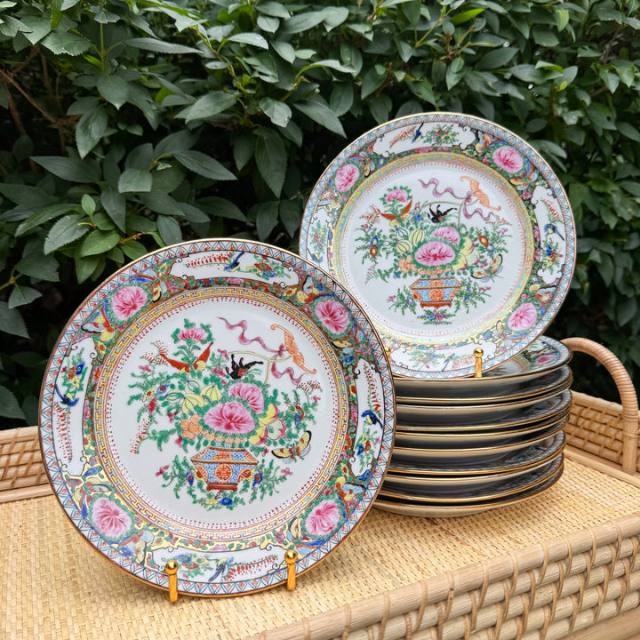 Vintage Famille Rose Luncheon Plates