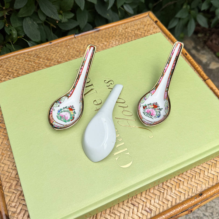 Vintage Set of Famille Rose Soup Spoons