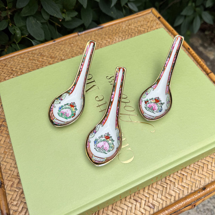Vintage Set of Famille Rose Soup Spoons