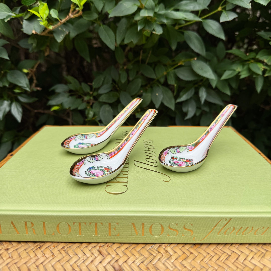 Vintage Set of Famille Rose Soup Spoons