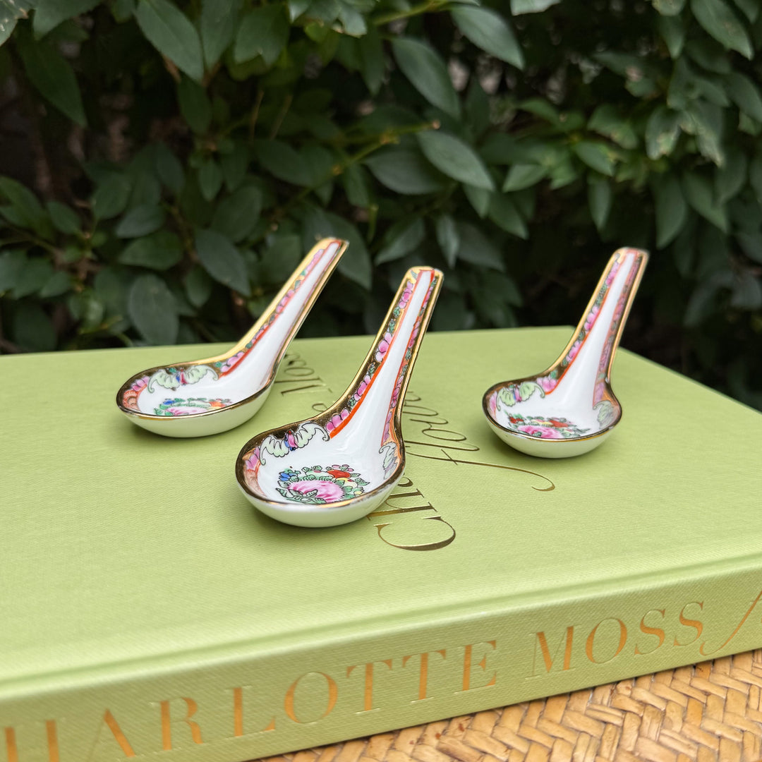 Vintage Set of Famille Rose Soup Spoons