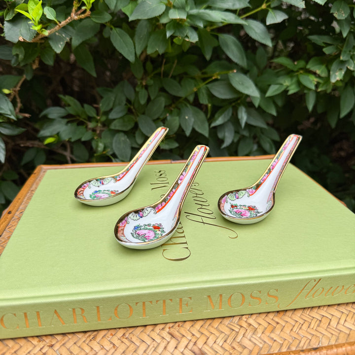 Vintage Set of Famille Rose Soup Spoons