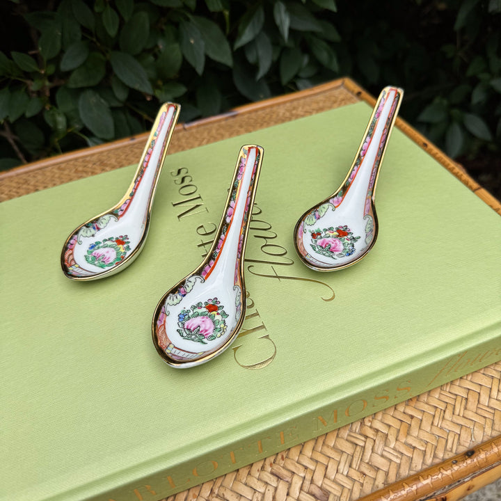Vintage Set of Famille Rose Soup Spoons