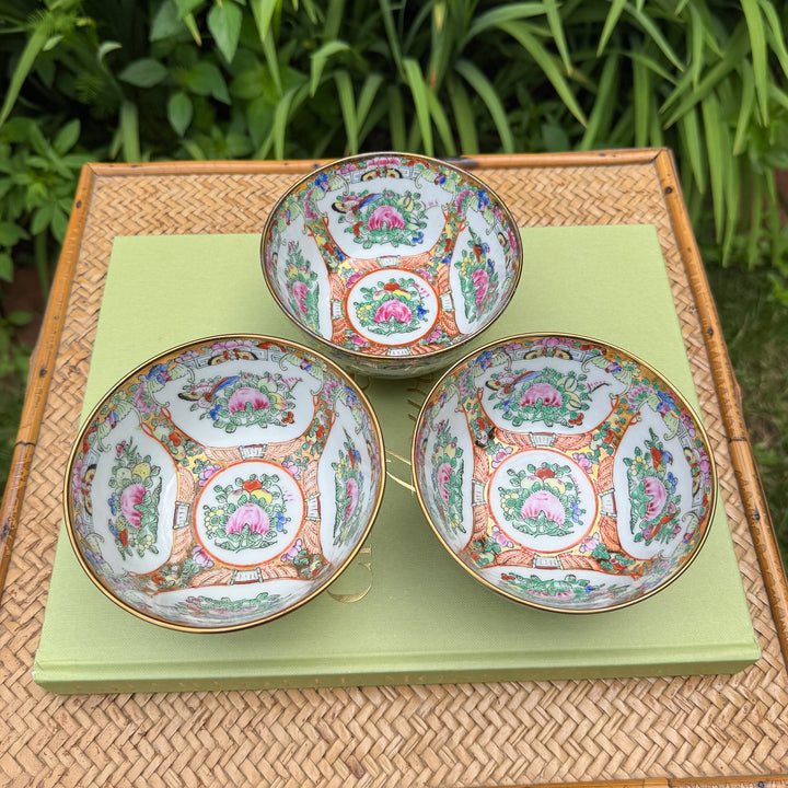 Vintage Rose Canton Decorative Bowls