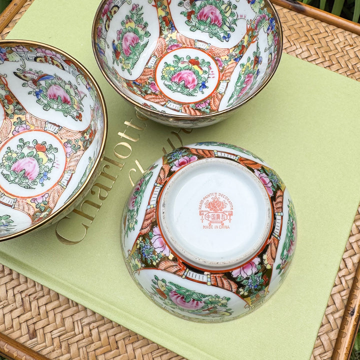 Vintage Rose Canton Decorative Bowls