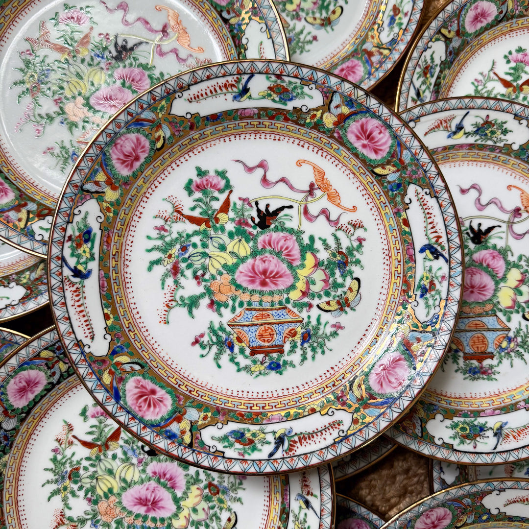 Vintage Famille Rose Luncheon Plates