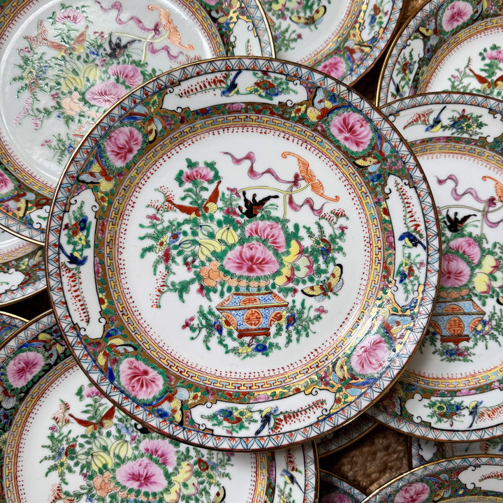 Vintage Famille Rose Luncheon Plates