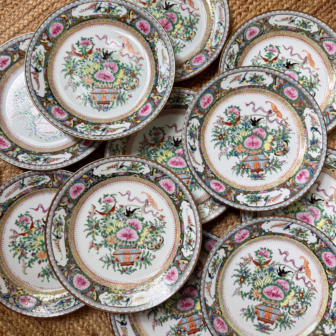 Vintage Famille Rose Luncheon Plates