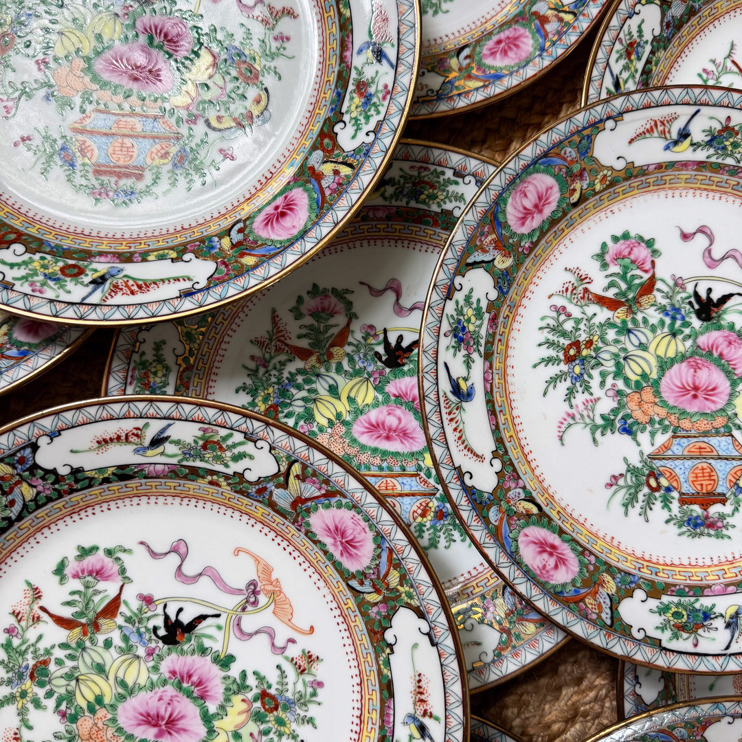 Vintage Famille Rose Luncheon Plates