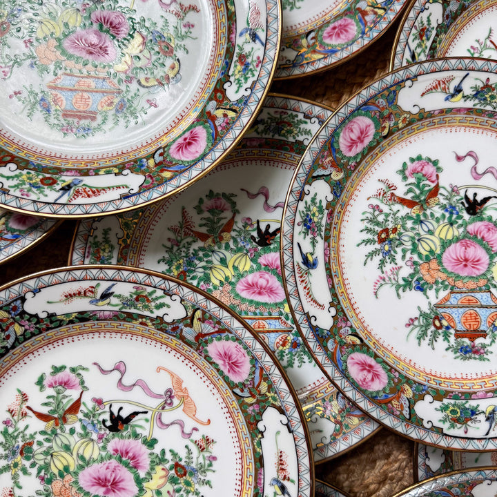Vintage Famille Rose Luncheon Plates