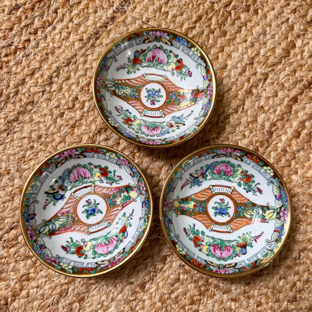 Trio of Vintage Famille Rose Small Bowls