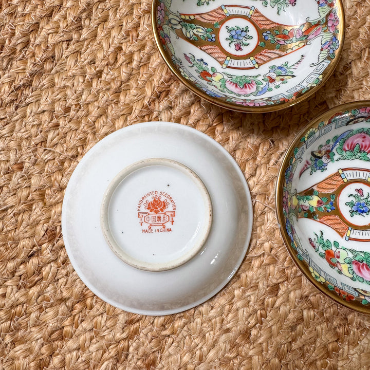 Trio of Vintage Famille Rose Small Bowls