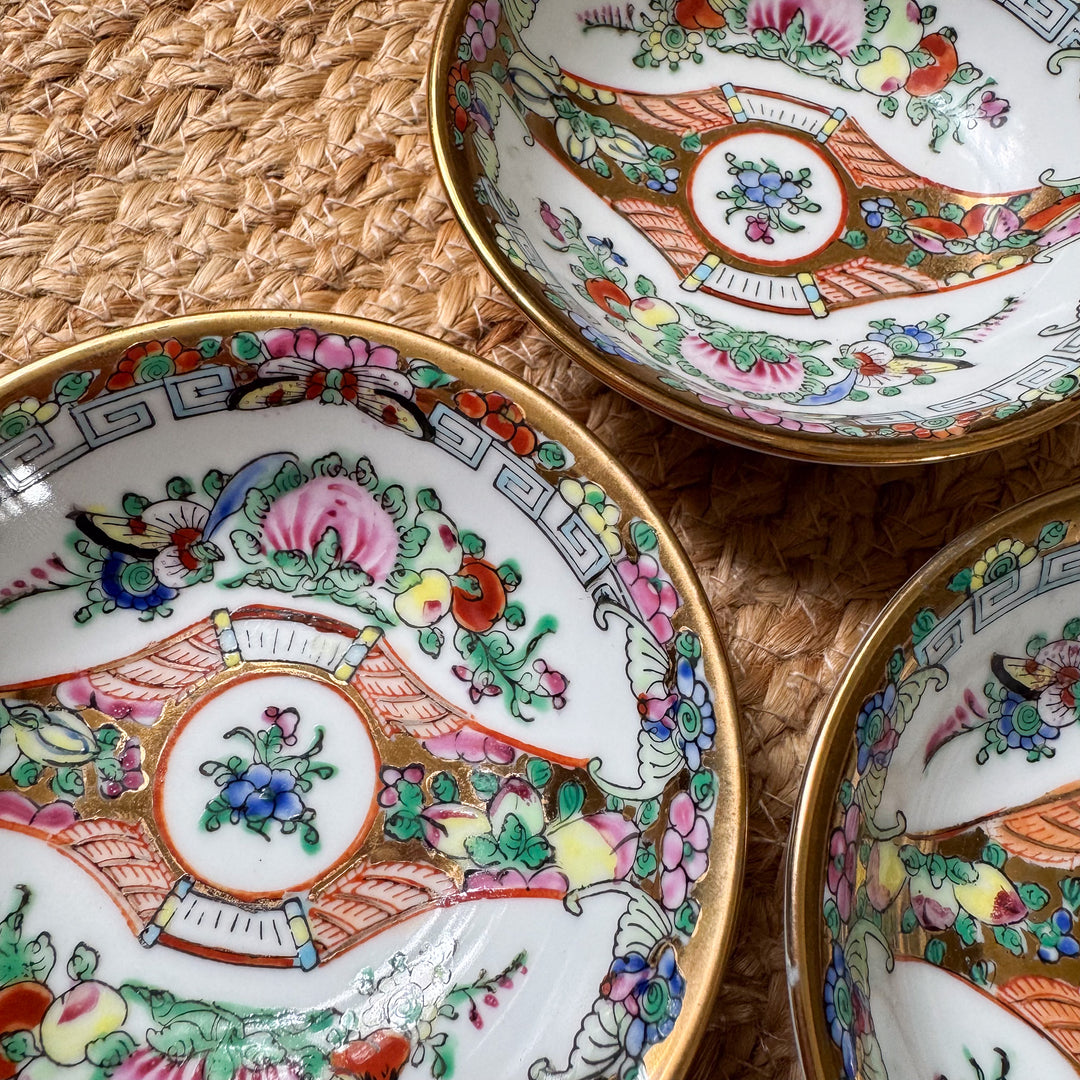Trio of Vintage Famille Rose Small Bowls
