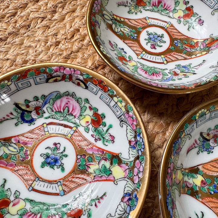 Trio of Vintage Famille Rose Small Bowls
