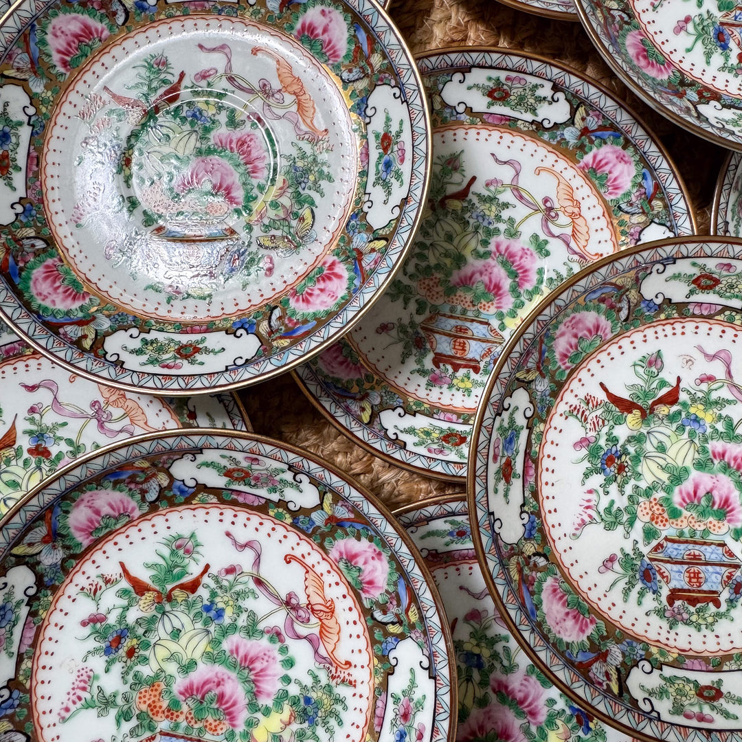 Vintage Famille Rose Saucers