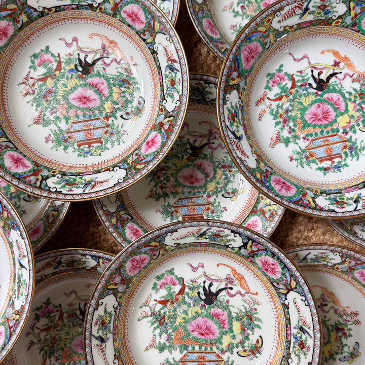 Vintage Famille Rose Large Shallow Bowls
