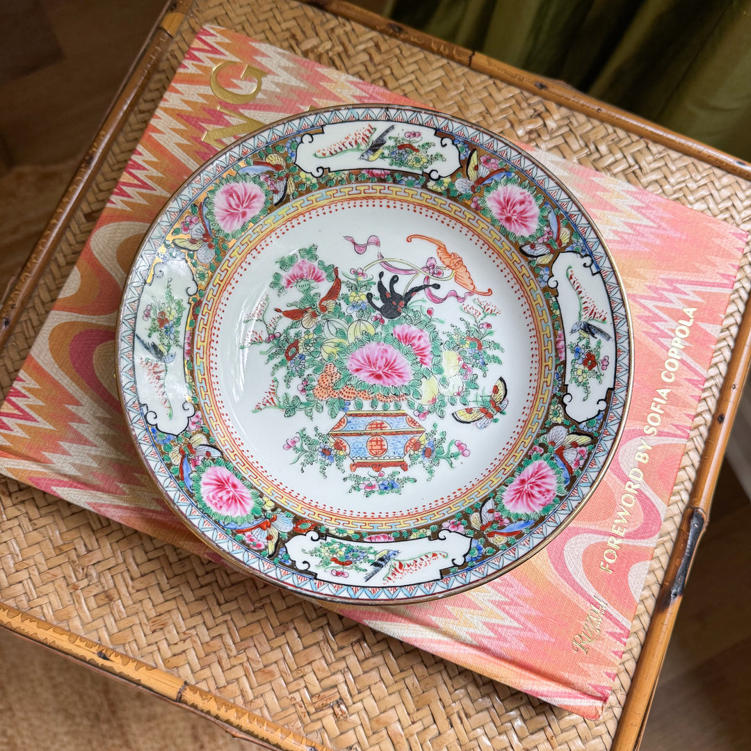 Vintage Famille Rose Large Shallow Bowls