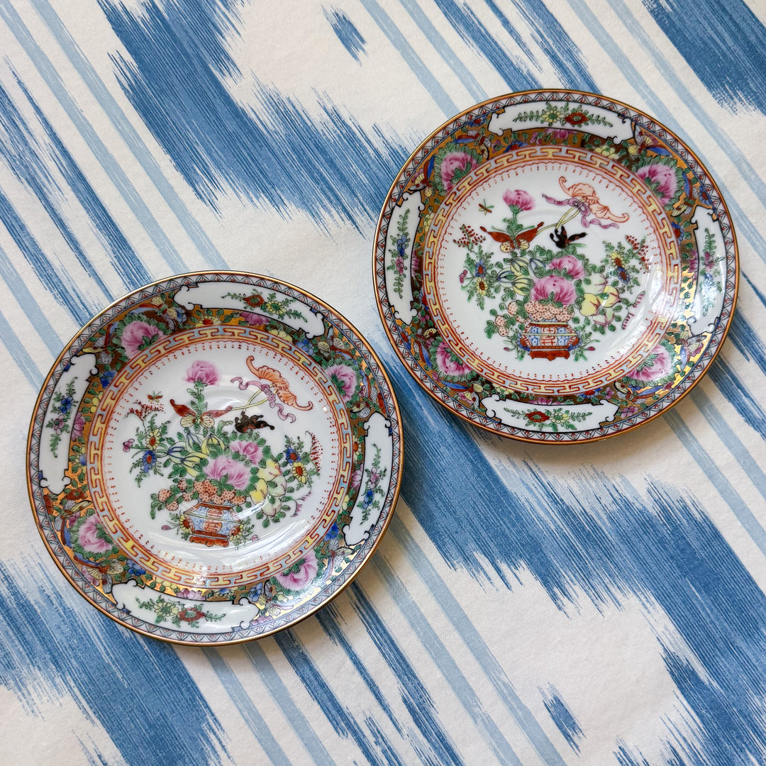Vintage Pair of Famille Rose Saucers