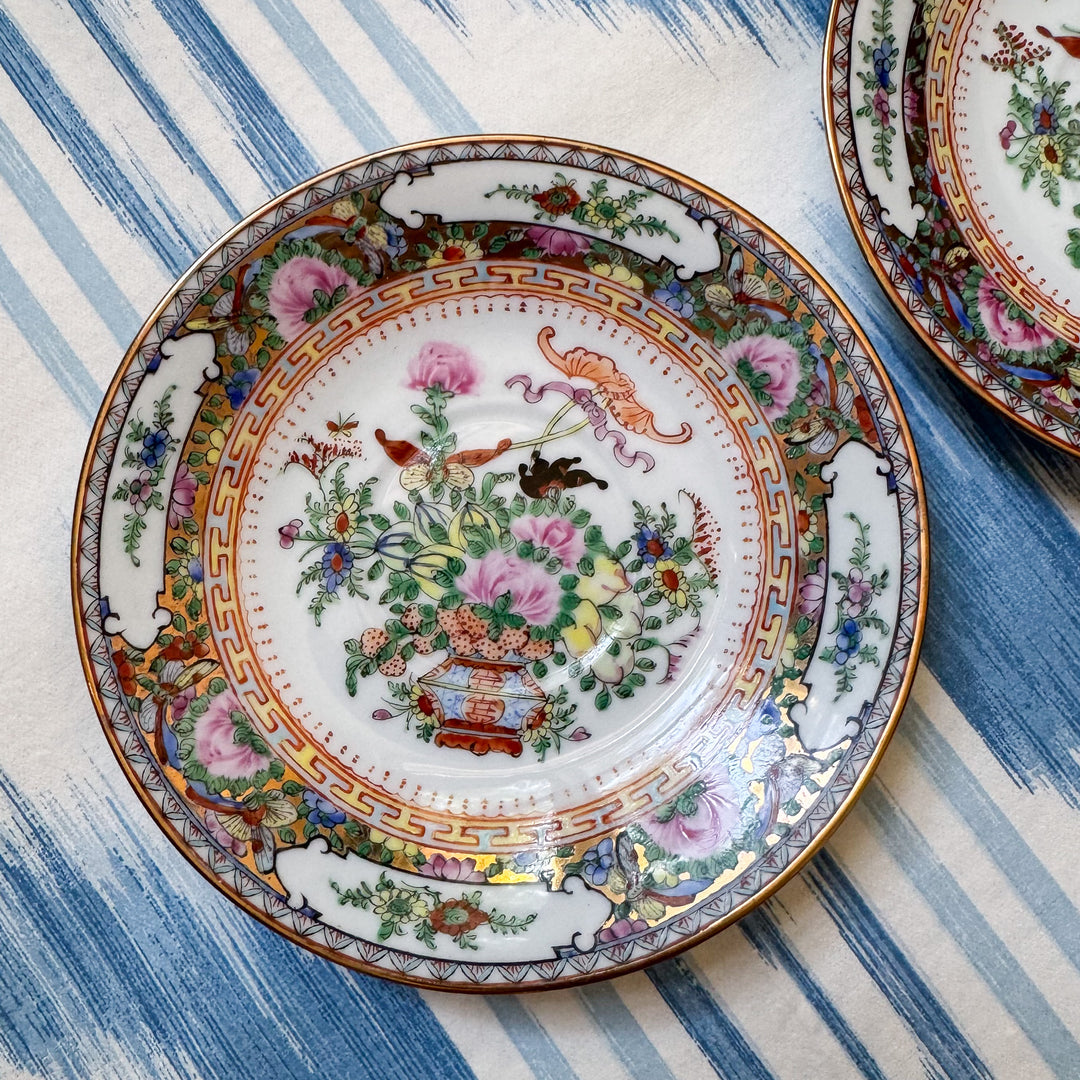 Vintage Pair of Famille Rose Saucers