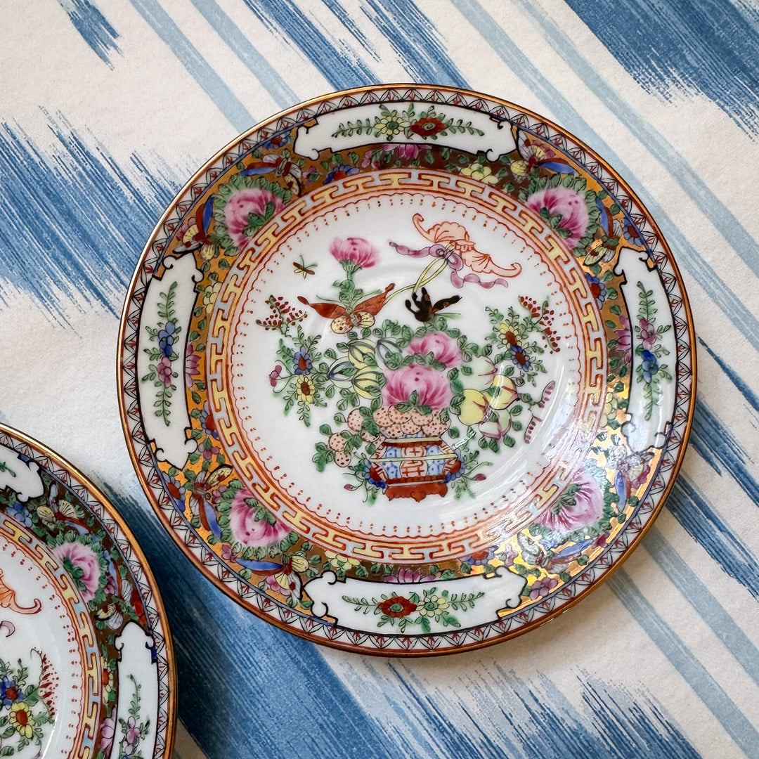 Vintage Pair of Famille Rose Saucers