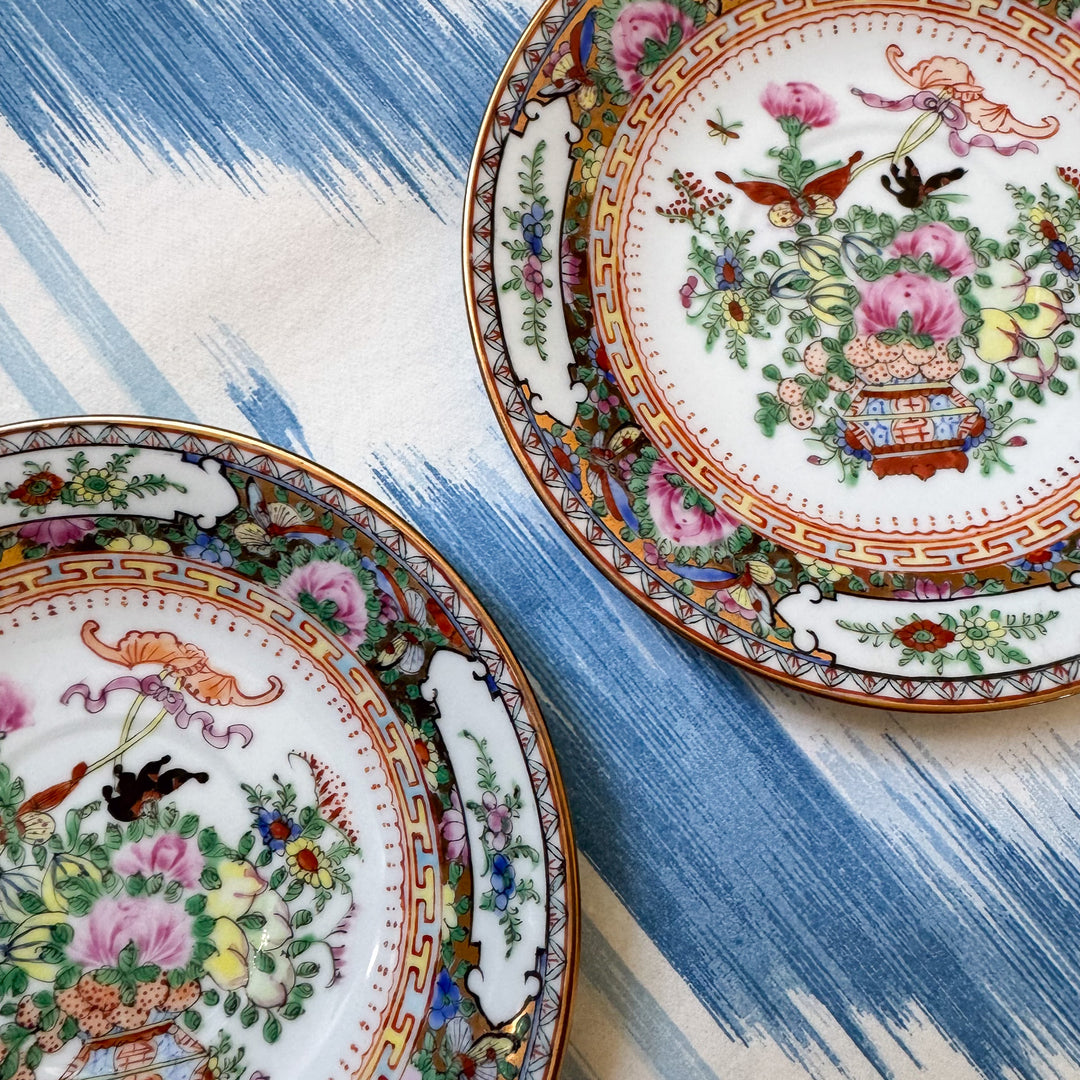 Vintage Pair of Famille Rose Saucers