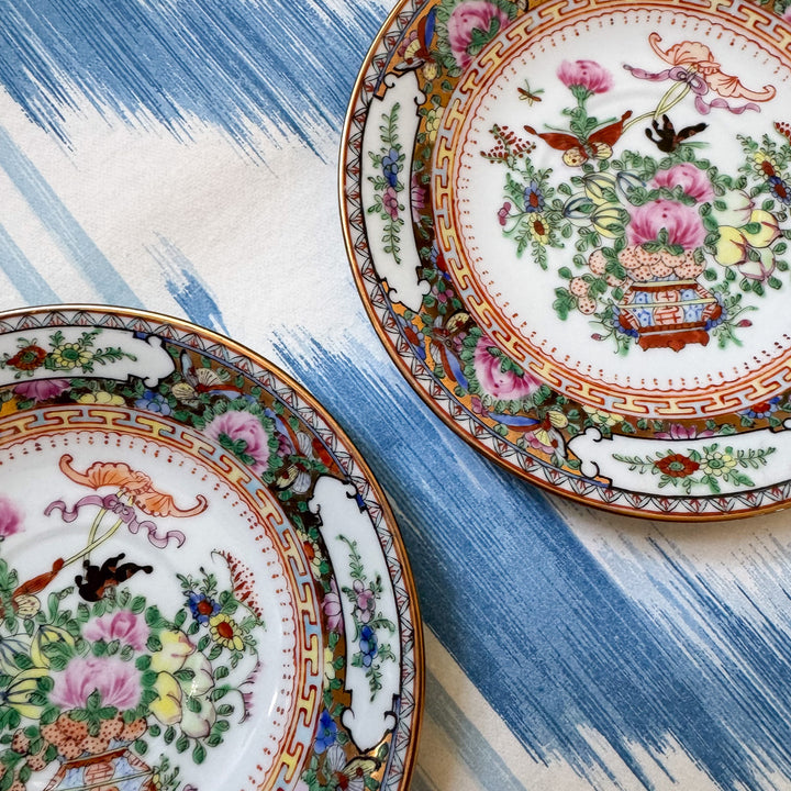 Vintage Pair of Famille Rose Saucers