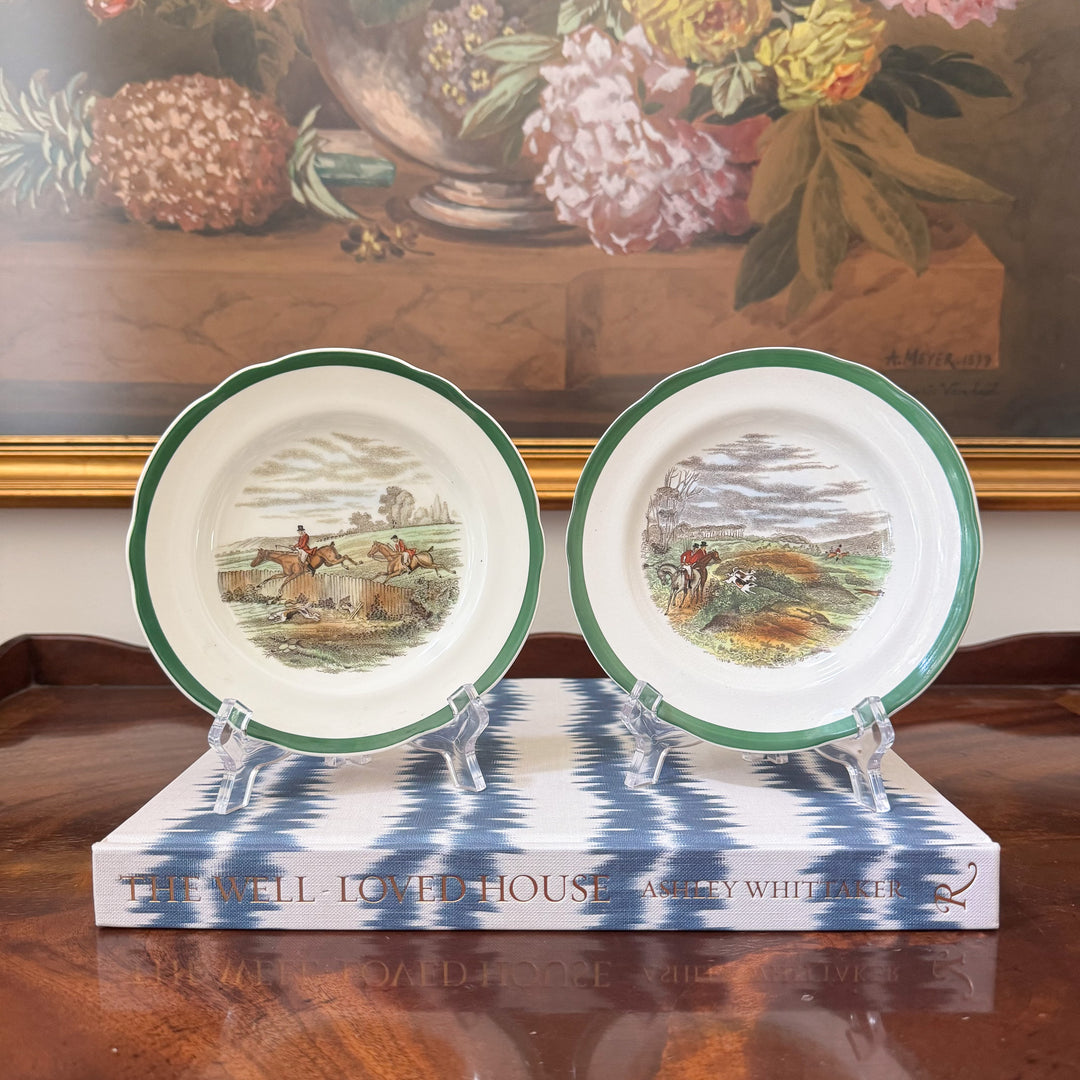 Vintage Pair of Copeland Spode 'The Hunt' Scalloped Bread and Butter Plates