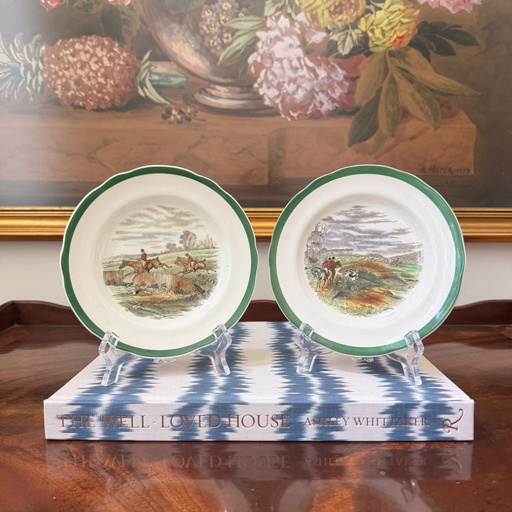 Vintage Pair of Copeland Spode 'The Hunt' Scalloped Bread and Butter Plates