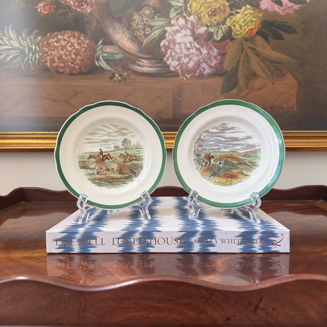 Vintage Pair of Copeland Spode 'The Hunt' Scalloped Bread and Butter Plates