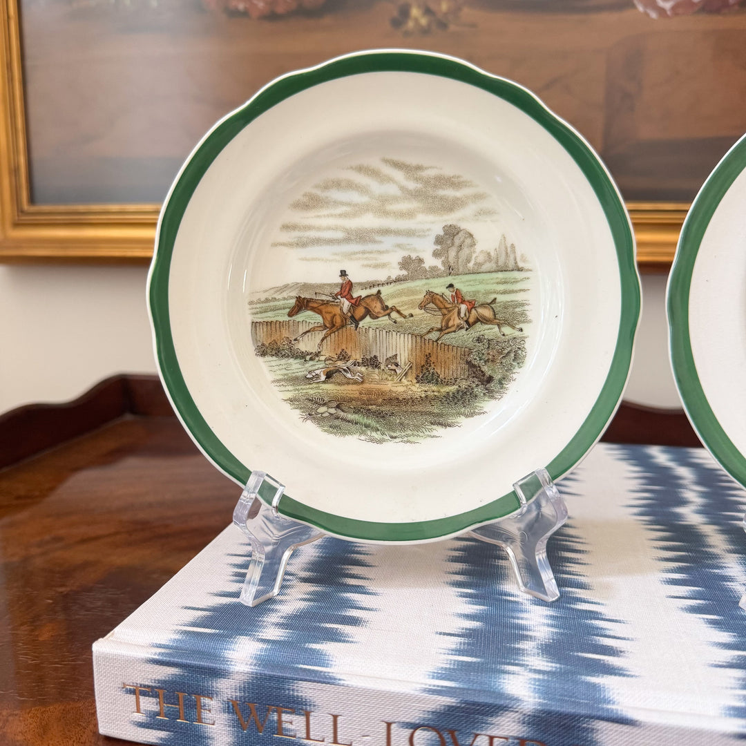 Vintage Pair of Copeland Spode 'The Hunt' Scalloped Bread and Butter Plates