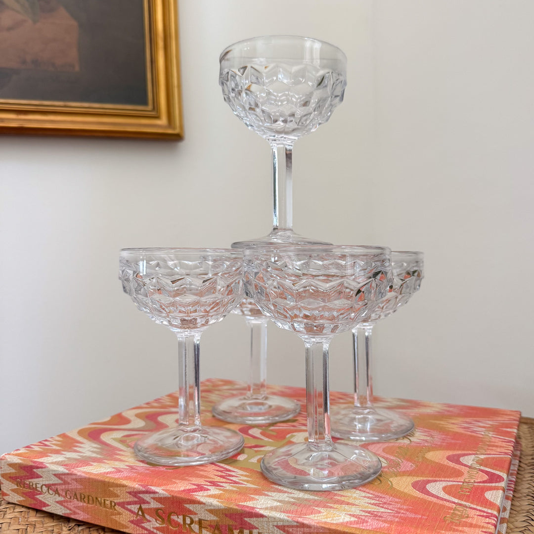 Set of Vintage Fostoria American Clear Champagne Glasses