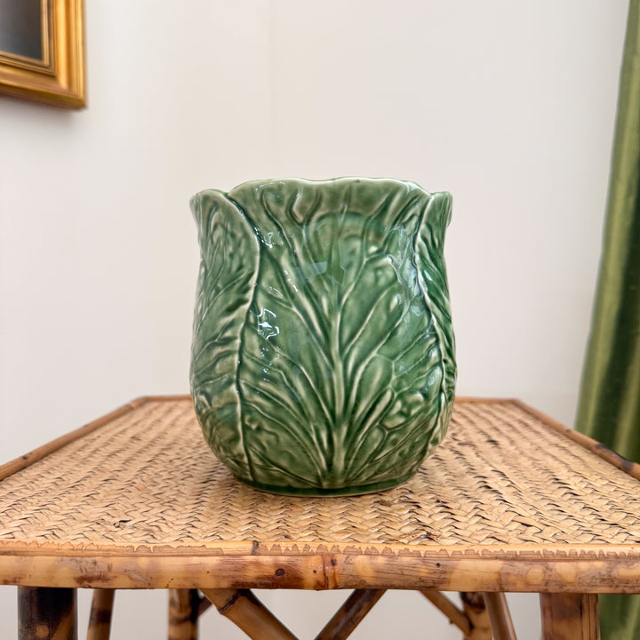 Vintage Bordallo Pinheiro Cabbage Green Utensil Holder