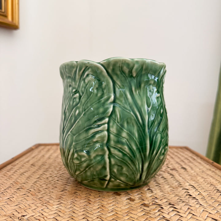 Vintage Bordallo Pinheiro Cabbage Green Utensil Holder