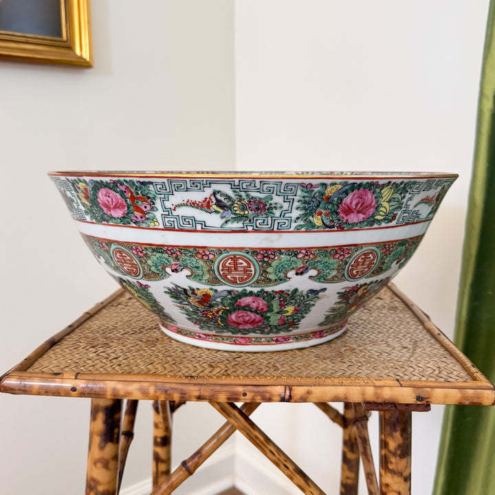 Vintage Extra Large Rose Canton Punch Bowl