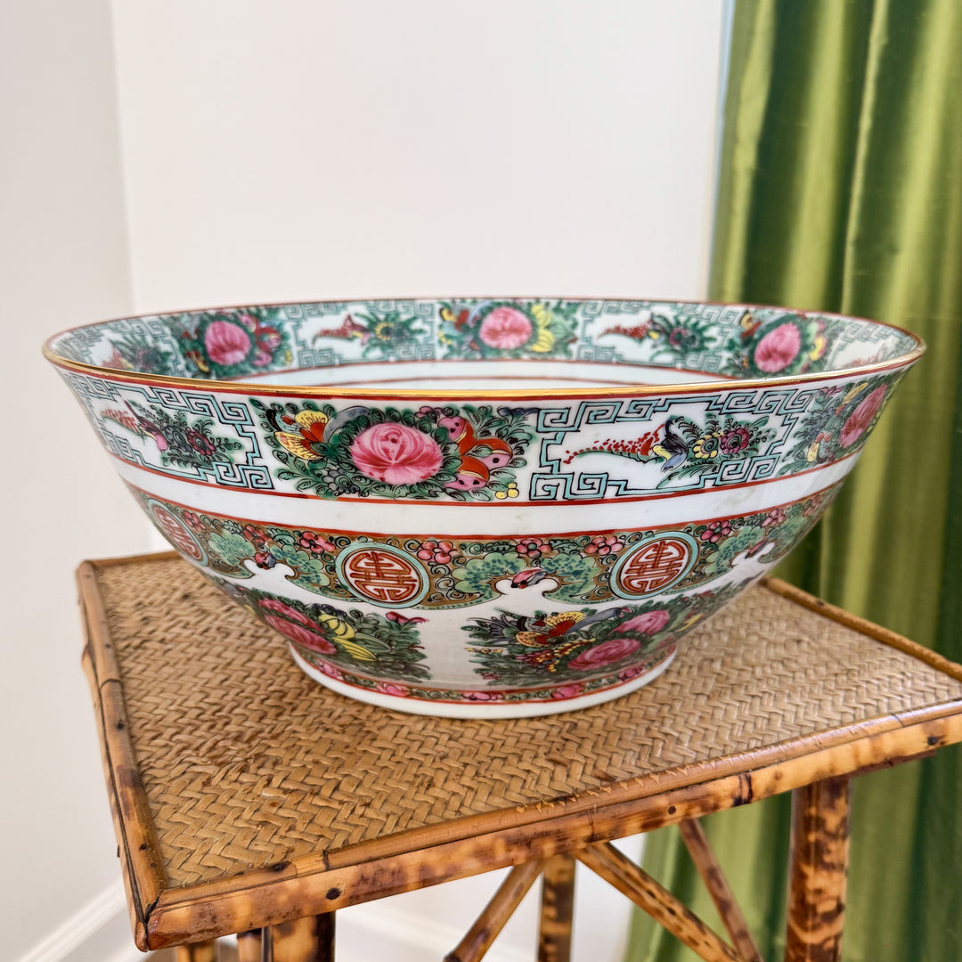 Vintage Extra Large Rose Canton Punch Bowl