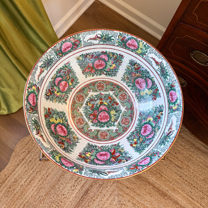 Vintage Extra Large Rose Canton Punch Bowl