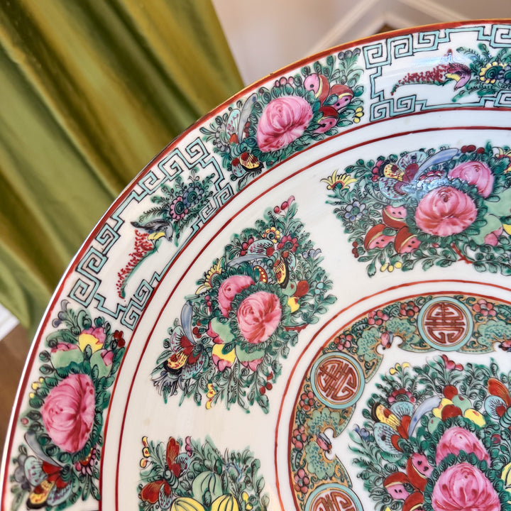 Vintage Extra Large Rose Canton Punch Bowl