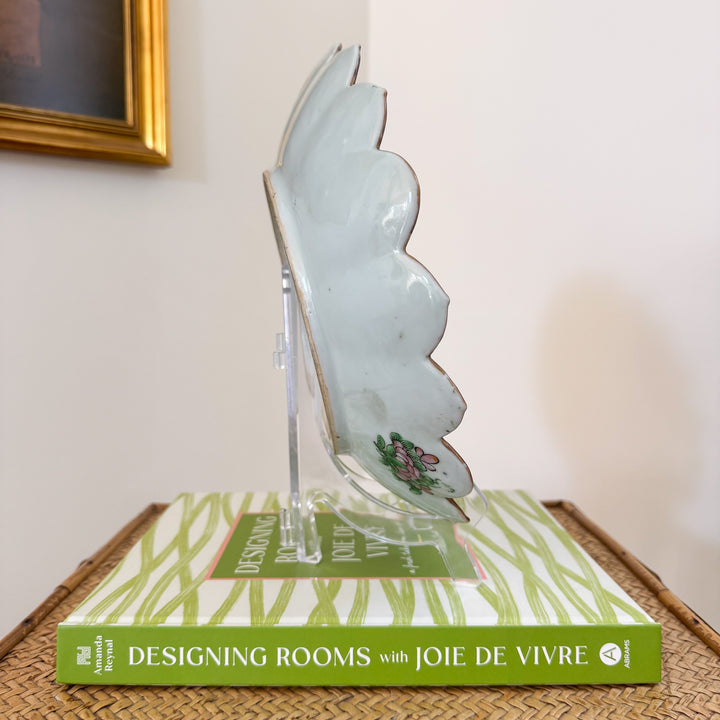 Antique Rose Medallion Scalloped Edge Porcelain Platter