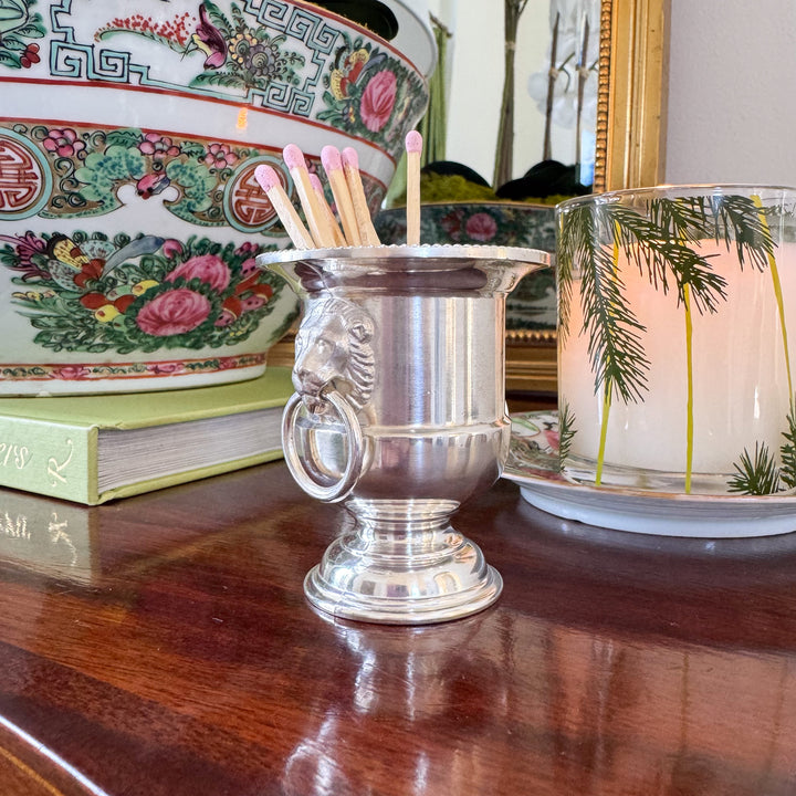 Mini Vintage Silverplate Urn with Lion Handles