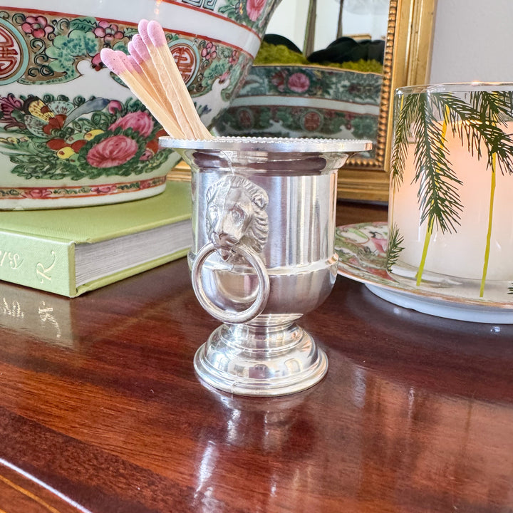 Mini Vintage Silverplate Urn with Lion Handles