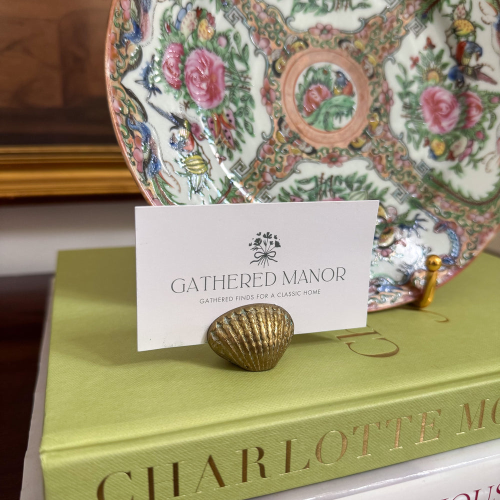 Set of Ten Vintage Brass Shell Place Card Holders