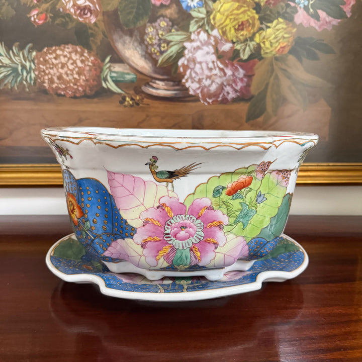 Vintage Large Tobacco Leaf Planter and Matching Tray