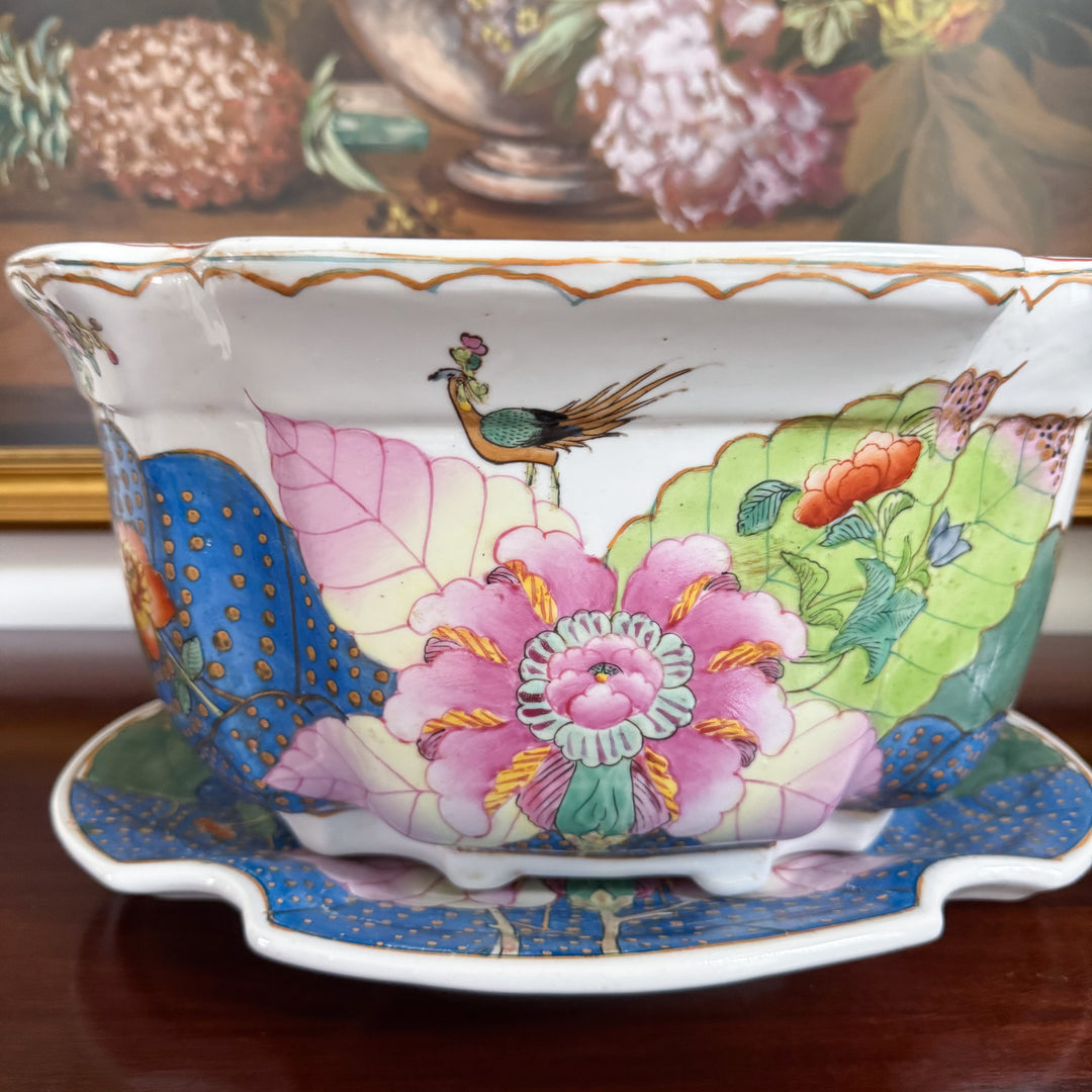 Vintage Large Tobacco Leaf Planter and Matching Tray