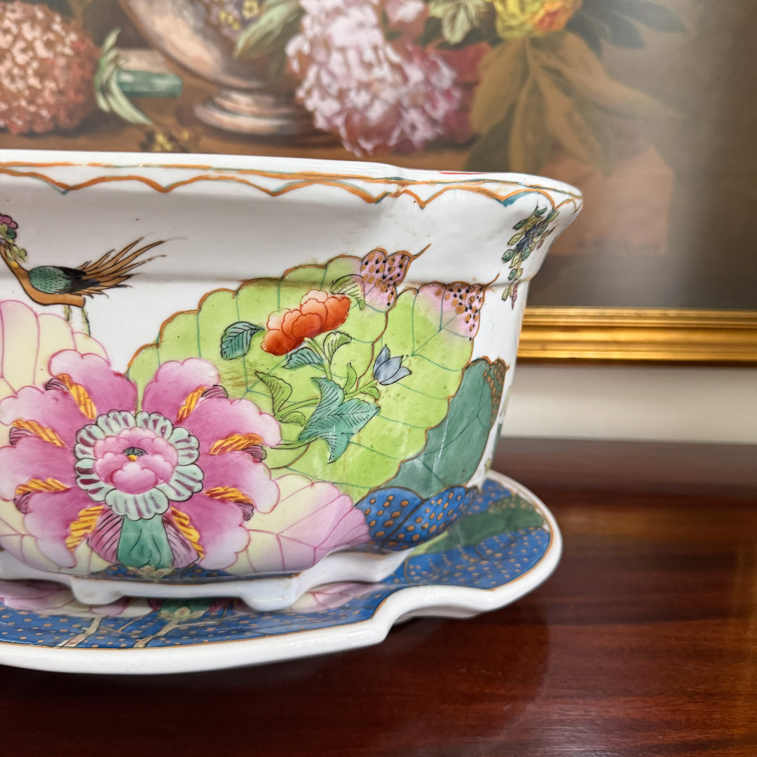 Vintage Large Tobacco Leaf Planter and Matching Tray