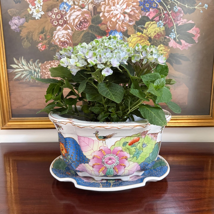 Vintage Large Tobacco Leaf Planter and Matching Tray